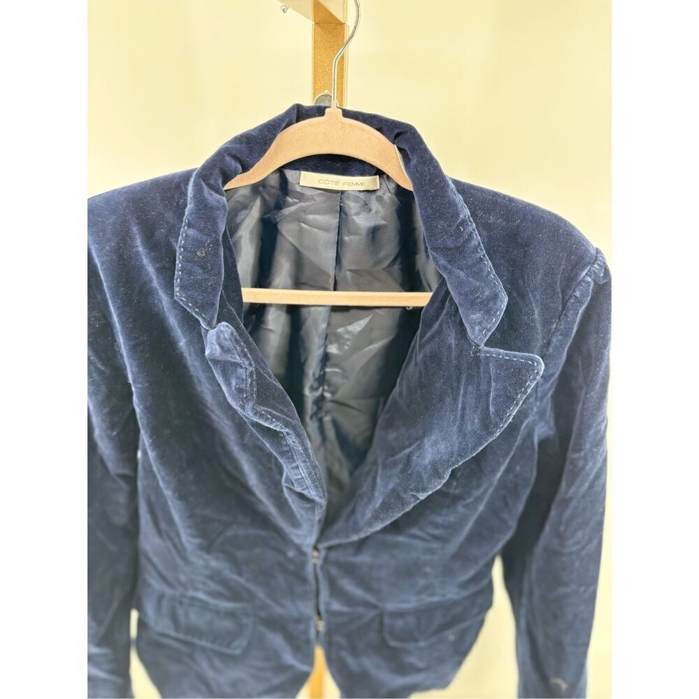 COTE FEMME Velvet Blazer Women’s Size 10 Cotton Velvet Tailored Jacket Lapel - Picture 10 of 12